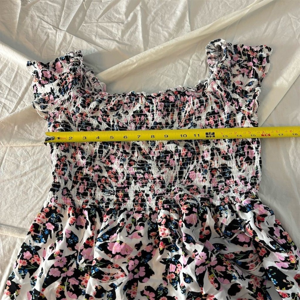 Floral Pink and Black Smocked Maxi Dress - Picture 6 of 9
